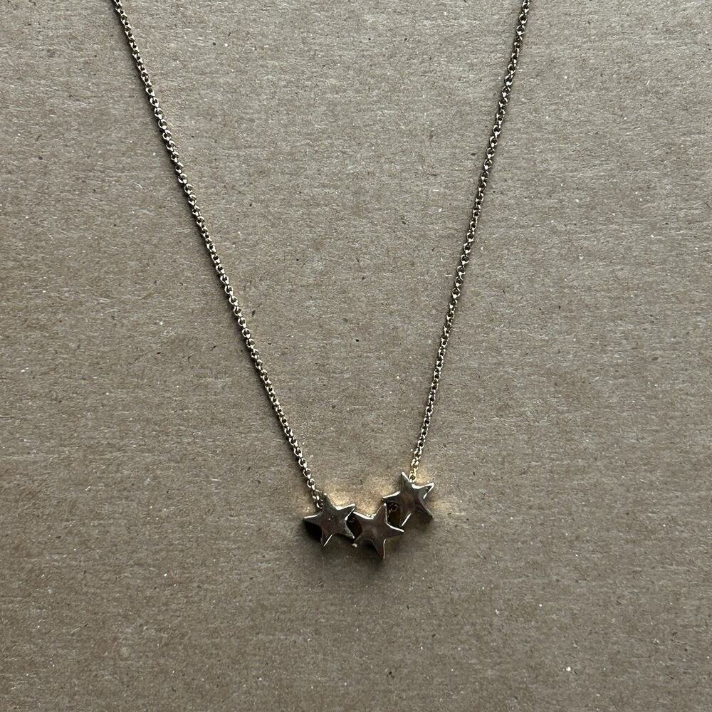 Gold Tone Star Charm Pendant Necklace, Adjustable Cable Chain, Lobster Closure